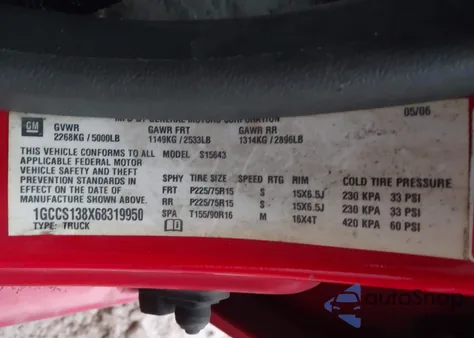 2006 Chevrolet Colorado Lt z USA, uszkodzony, nr VIN 1GCCS138X68319950